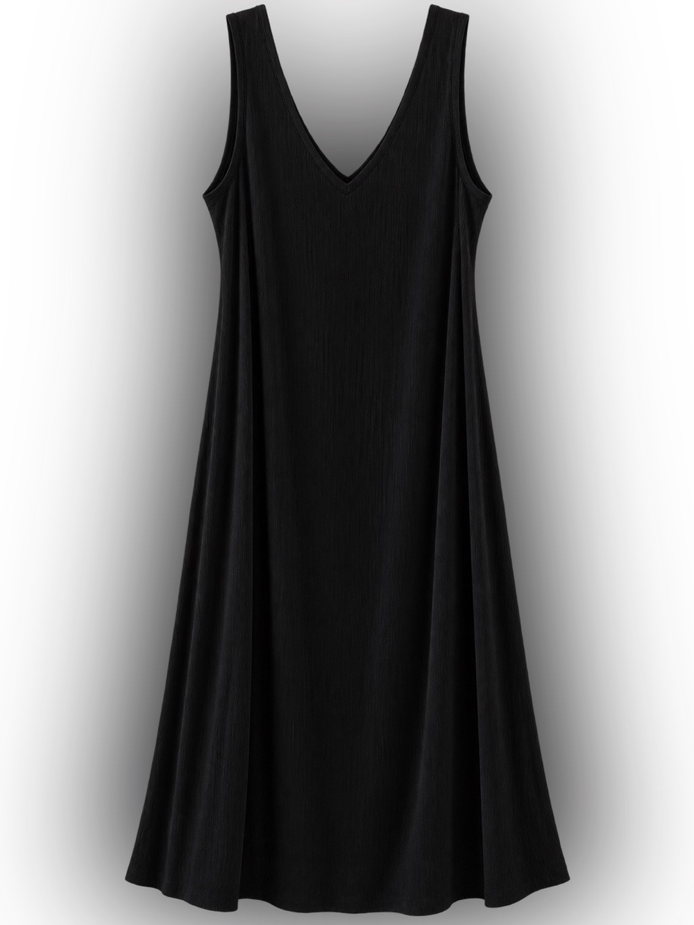 Classic V-Neck Black Sleeveless Maxi Dress